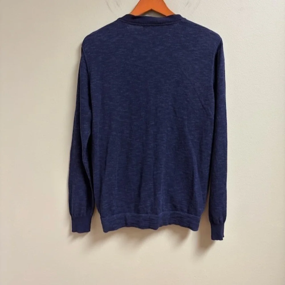 J CREW New York Mens Blue Cotton Cardigan Size L Classic Button Preppy Academia